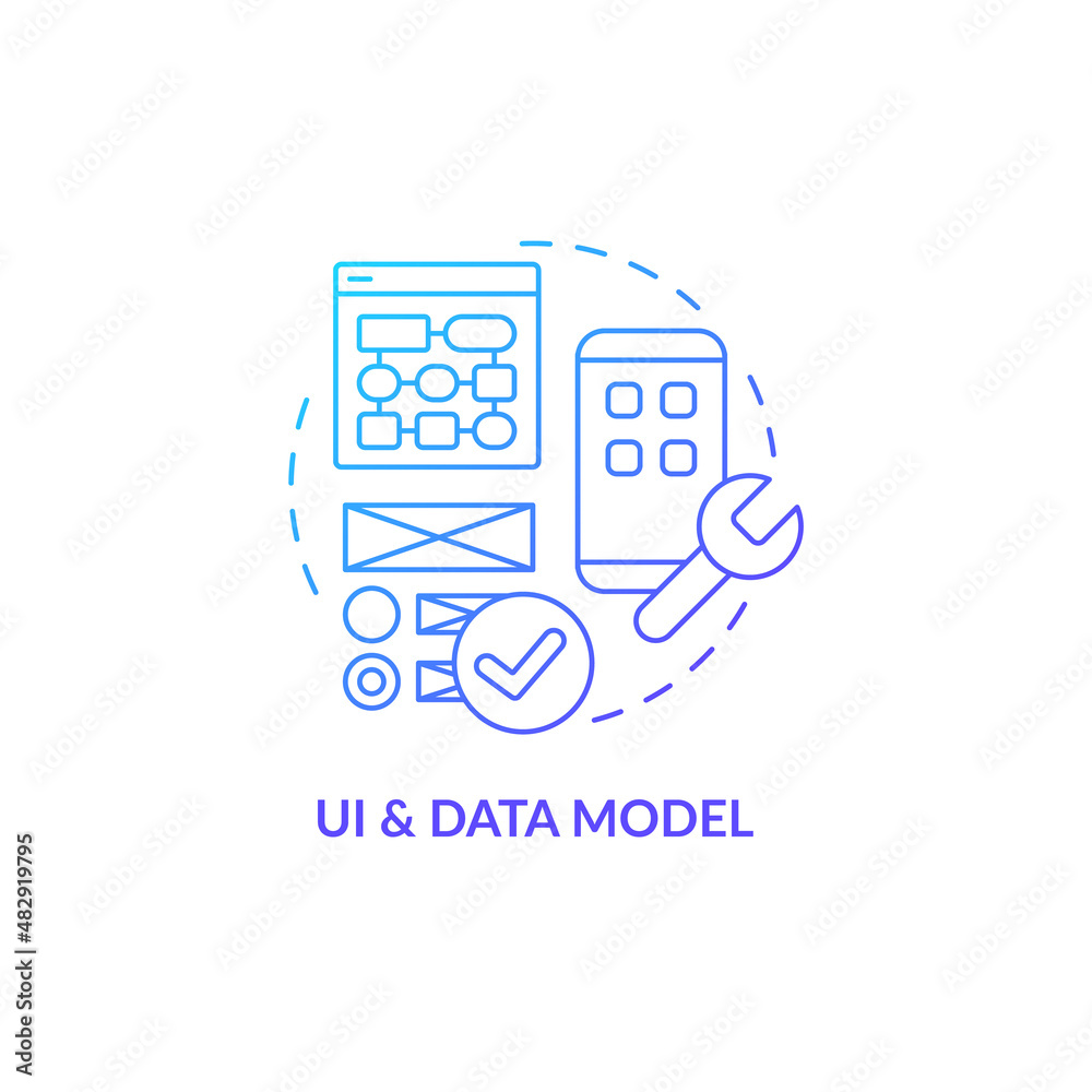 Poster ui and data model blue gradient concept icon. efficient ux for application. online technology. web 3
