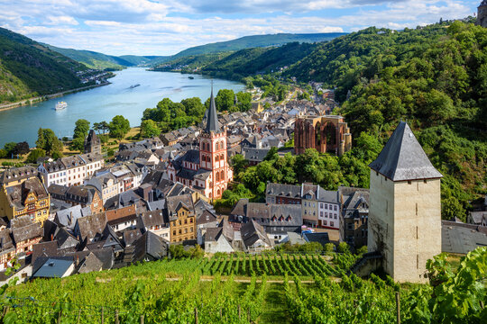 Bacharach on Rhein Old town, Rhine river, Germany