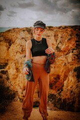 woman at the beach in portugal algarve lagos 