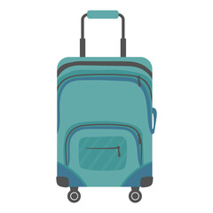 travel suitcase on wheels isolated on white background, hand drawing