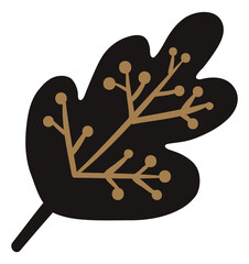 Tree leaf in decorative folk style. Forest foliage symbol