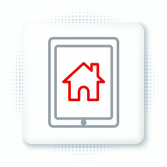 Line Tablet and smart home icon isolated on white background. Remote control. Colorful outline concept. Vector