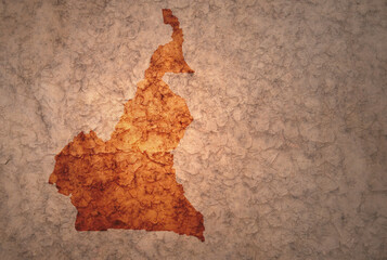 map of cameroon on a old vintage crack paper background