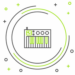 Line Music synthesizer icon isolated on white background. Electronic piano. Colorful outline concept. Vector