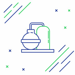 Line Oil and gas industrial factory building icon isolated on white background. Colorful outline concept. Vector