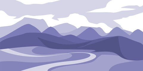 Hills illustration, in colors this year 2022, Very Peri Color. Vector Illustration Background. SVG