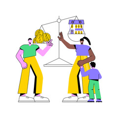 Judicial separation abstract concept vector illustration. Legal separation, married couple, court order, family law, divorce alternative, parental rights, judge gavel, property abstract metaphor.