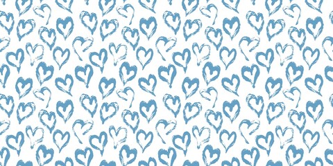Fototapeta premium Seamless heart pattern. Hand painted ink brush