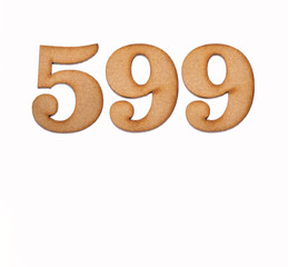 Number 599 - Piece of wood isolated on white background
