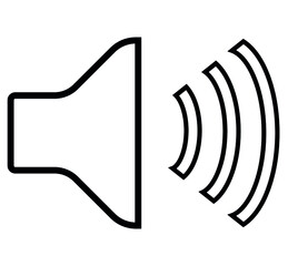 Sound speaker icon. White speaker symbol with black line. EPS 10 vector illustration.