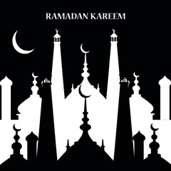 Fototapeta premium Ramadan mubarak. Postcard, banner. Vector illustration