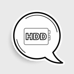 Line Hard disk drive HDD icon isolated on grey background. Colorful outline concept. Vector