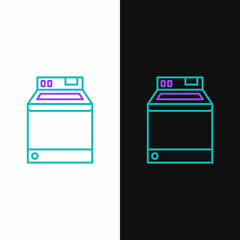 Line Washer icon isolated on white and black background. Washing machine icon. Clothes washer - laundry machine. Home appliance symbol. Colorful outline concept. Vector