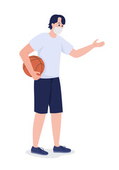 Student in gym class clothes semi flat color vector character. Posing figure. Full body person on white. School sports isolated modern cartoon style illustration for graphic design and animation