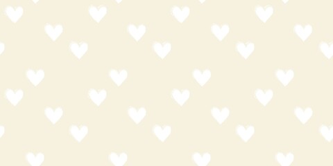 Seamless heart pattern hand painted with ink brush
