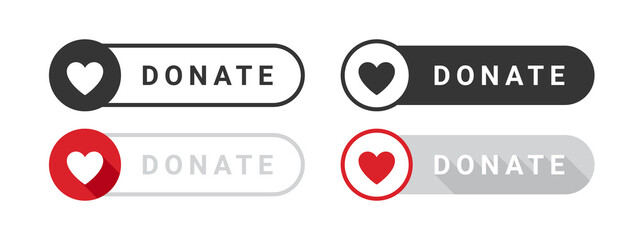 Donate icons. Charity icon set. Donations related signs. Vector illustration