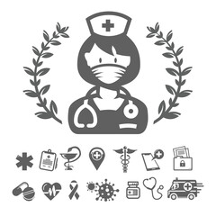 Nurse vector icon. Illustration highlighted on a white background for graphic and web design.