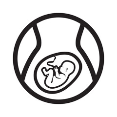 Embryo baby kid. Minimalist flat circle icon  pregnancy pictogram symbol.
