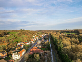Obraz premium Aerial view of the village Genappe of Walloon Brabant of Belgium. Europe