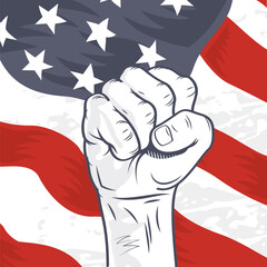 4th of july, aggression, aggressive, america, american, american flag, banner, blue, carnivals, celebration, conflict, federal, fight, fist, flag, freedom, gesturing, government, hand, happy, hit, hol