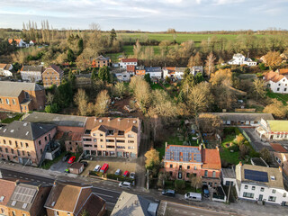 Fototapeta na wymiar Aerial view of the village Genappe of Walloon Brabant of Belgium. Europe