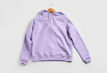 Foto op Canvas Stylish lilac hoodie on white background © Pixel-Shot