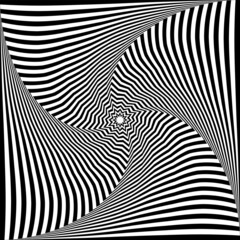 Whirl movement illusion in abstract op art lines pattern.
