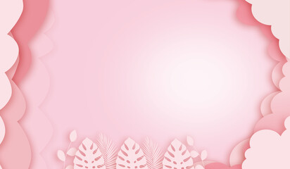 
Valentine's background with pink paper cut cloud placed on pink background with copy space . 3d Illustration