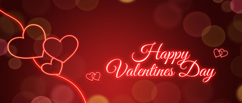 Happy Valentines Day text. Neon sign Illustration. Valentine's card.