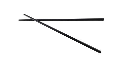 Black wooden chopsticks flying isolated on white