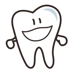 cute smiling tooth character icon