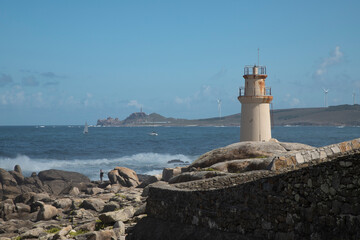 Lighthouse and coast in Muxia in Galicia