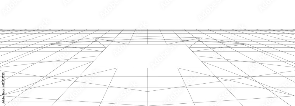 Poster white background for presentation. abstract dynamic wave of many lines. vector perspective grid. net