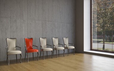 modern living room with comfortable armchair. scandinavian interior design furniture. 3D illustration, cg render
