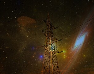 power transmission line and galaxies