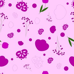 Seamless pattern background with rowanberry for fabrics, wallpaper, interior, wall-coverings.