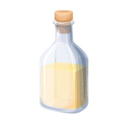 Coconut oil in glass bottle vector illustration.