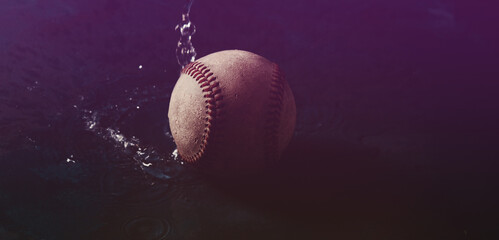 Retro baseball background with wet concept for season.