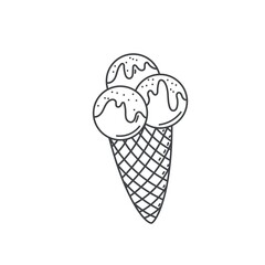 Ice cream cone outline icon. Simple linear sketch vector illustration