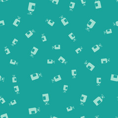 Green Bottle of shampoo icon isolated seamless pattern on green background. Vector