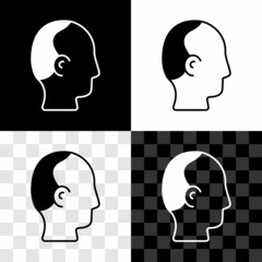 Set Baldness icon isolated on black and white, transparent background. Alopecia. Vector