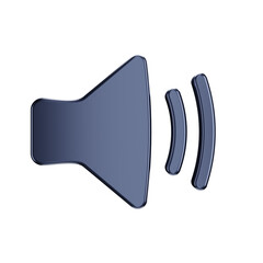 Volumetric metal volume button on a white isolated background.