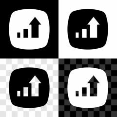 Set Financial growth increase icon isolated on black and white, transparent background. Increasing revenue. Vector