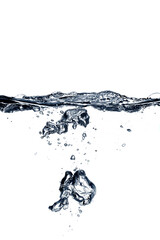 Clear water with air bubbles on white background