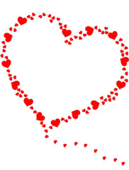 Grande coração formado por varios corações vermelhos de amor, dia dos namorados