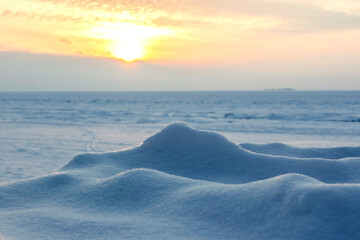 Sunset over the frozen Gulf of Finland.