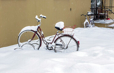 Biking in the snow waiting for spring