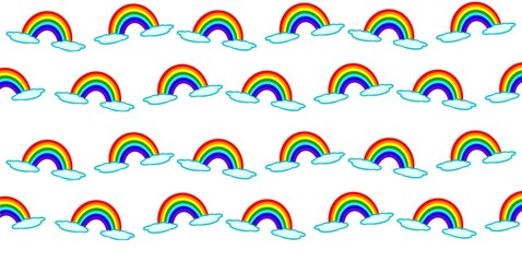 Pattern rainbow with cloud  magic rainbow texture with white background