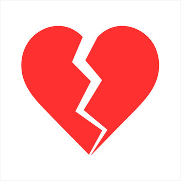 Broken heart icon on a white background. Broken heart. Divorce flat vector icon for apps and websites.