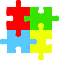 Pieces of jigsaw puzzle or teamwork concept flat vector color icon for apps and websites